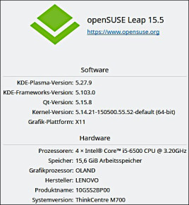 openSUSE Leap 15.5 System 13.03.2024